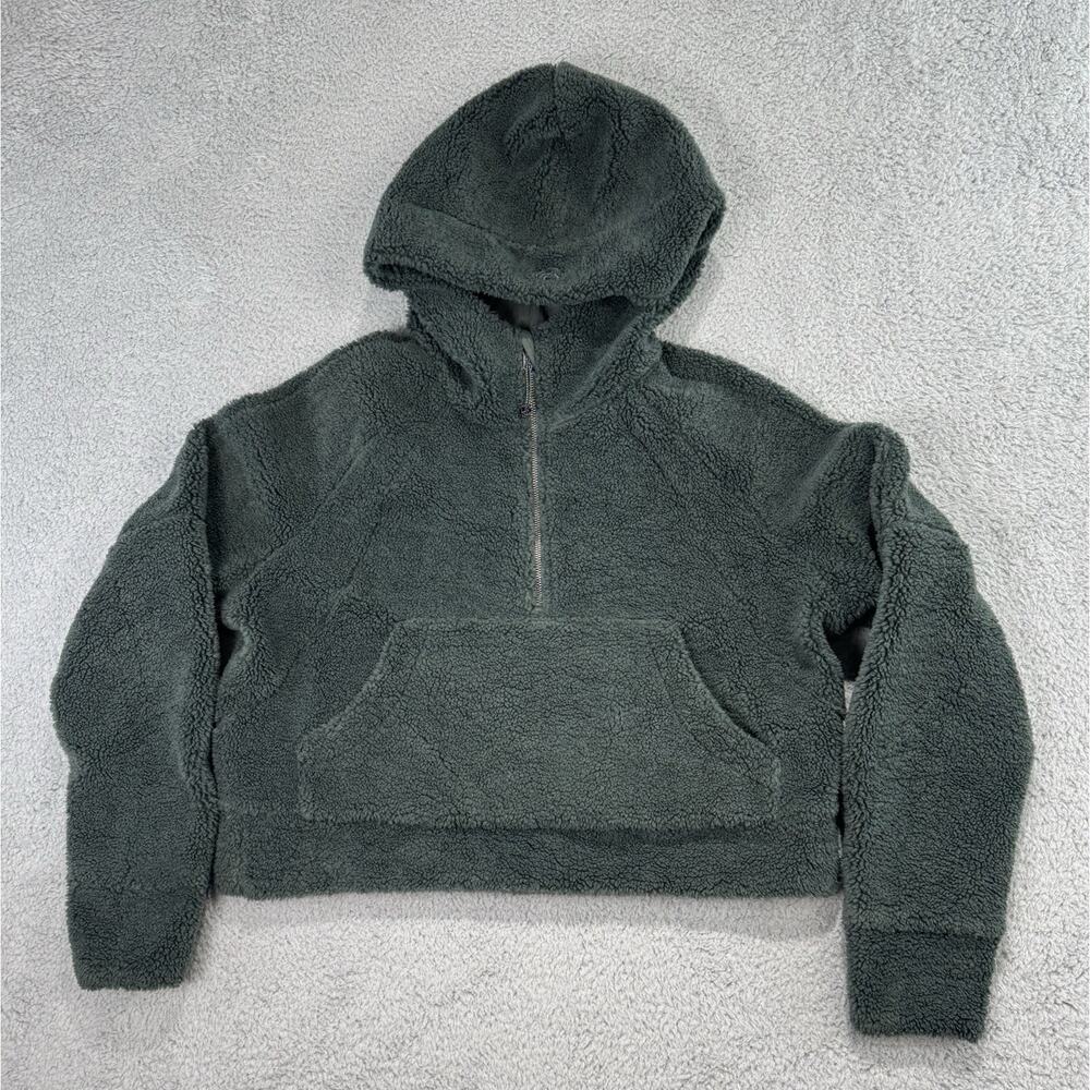 Lululemon Scuba Oversized Half-Zip Fleece Hoodie Green Olive Sherpa Sz M/L Women